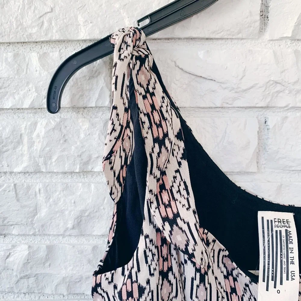 Free People One Shoulder Pattern Mini Dress - Size 0